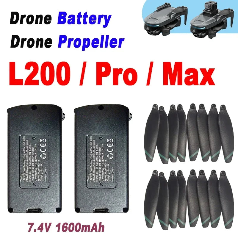 Original Battery L200 PRO MAX Drone 7.4V 1600mAh For L200 PROMAX RC Quadcopter Spare Propeller Dron Parts Accessories