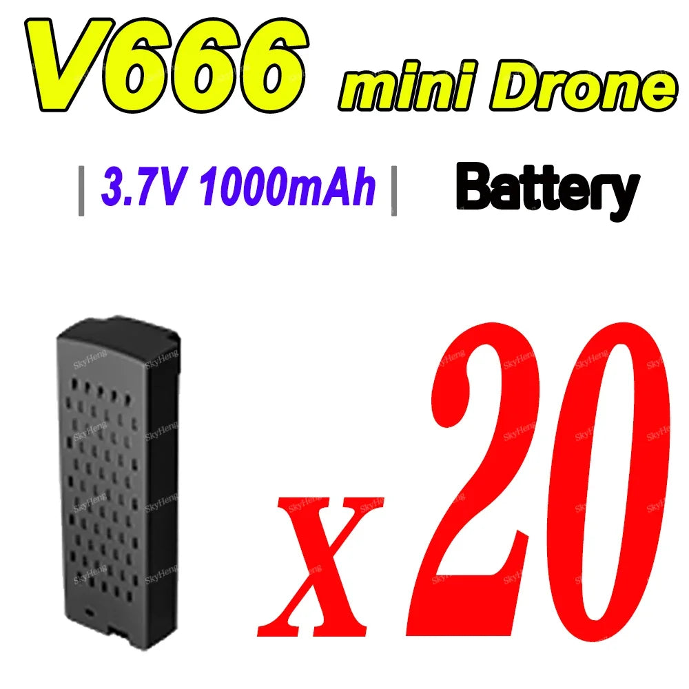 云迅玩具V666 8K无人机3.7V 1000mAh锂聚合物备用电池，飞行电池替换零件