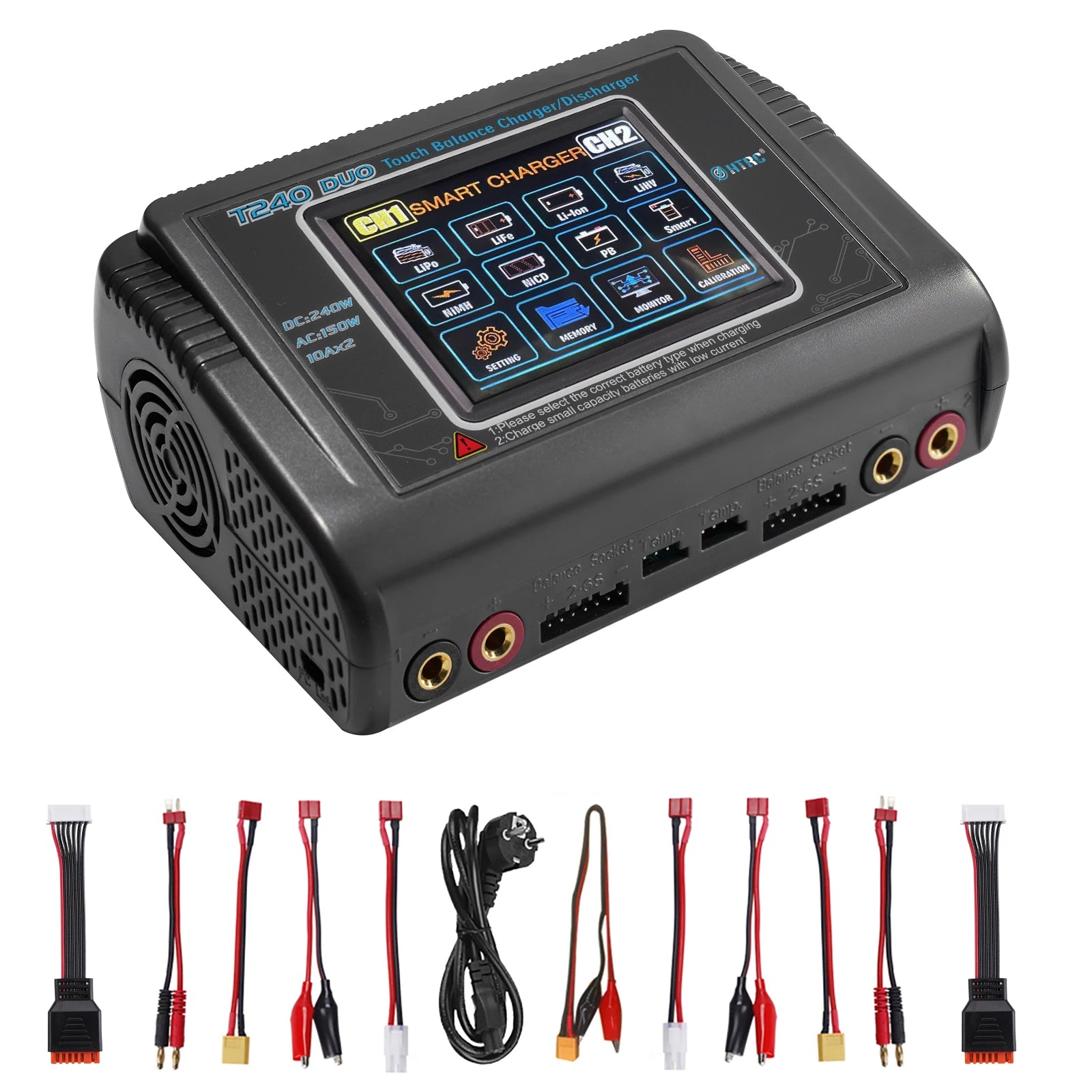 HTRC Original T240/L6X2/C150 Lipo Charger Dual Channel AC 150W DC 240W RC Charger for Lipo NiMH NiCD LiHV NiCd PB Li-ion Battery