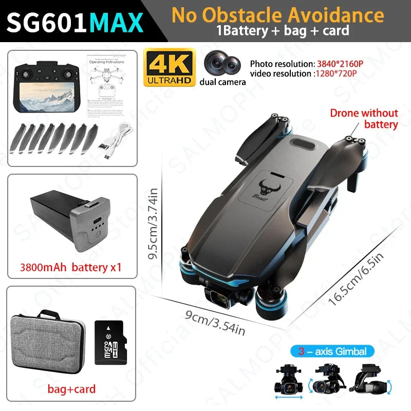 云讯玩具SG601 MAX专业GPS无人机，配备4K摄像头、3轴云台、6KM远距遥控，支持避障和FPV飞行