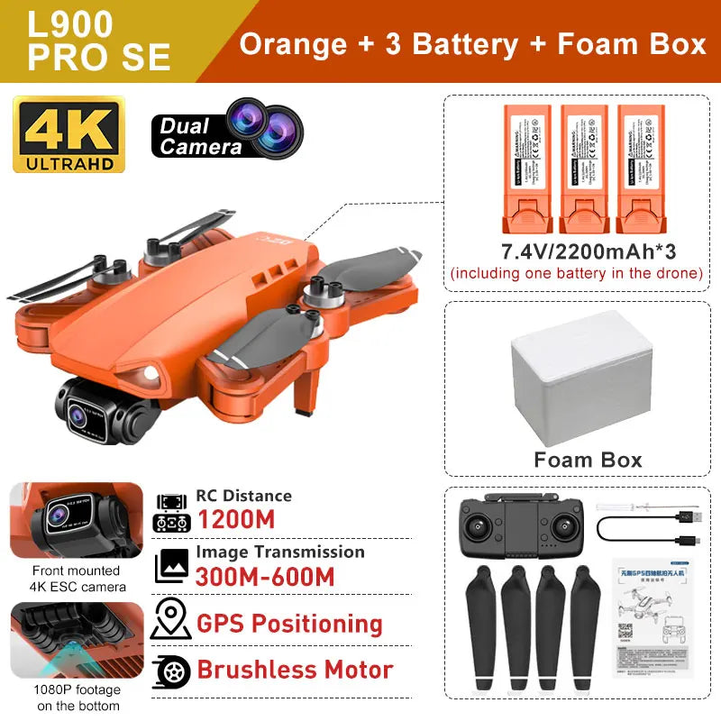 LYZRC L900 PRO SE GPS Drone 4K Professional HD Dual Camera Dron Brushless Motor 5G WIFI FPV Foldable RC Quadcopter Helicopter