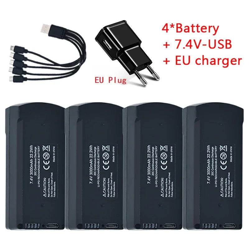 V198 PRO MAX brushless GPS obstacle avoidance remote control drone quadcopter accessories 7.4V 3000Mah battery USB/5To1 cable