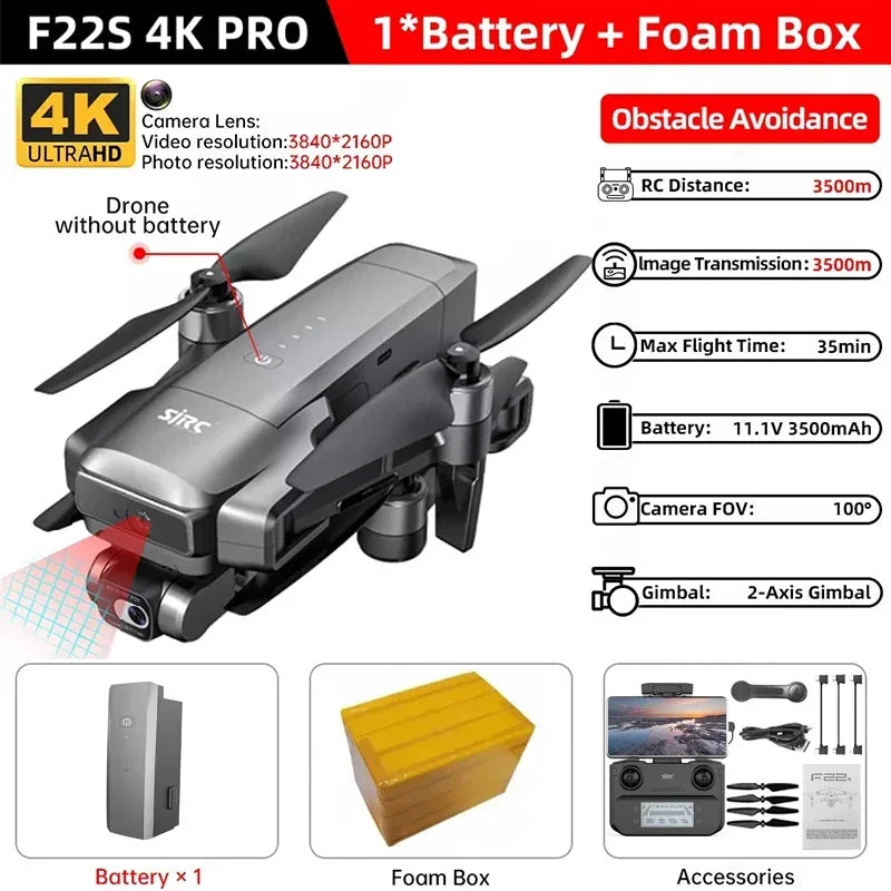 IN Stock SJRC F22 / F22S 4K Pro GPS Drone 4K Profesional RC Quadcopter With Camera 2 Axis Stabilized Gimbal 5G WiFi FPV Drones