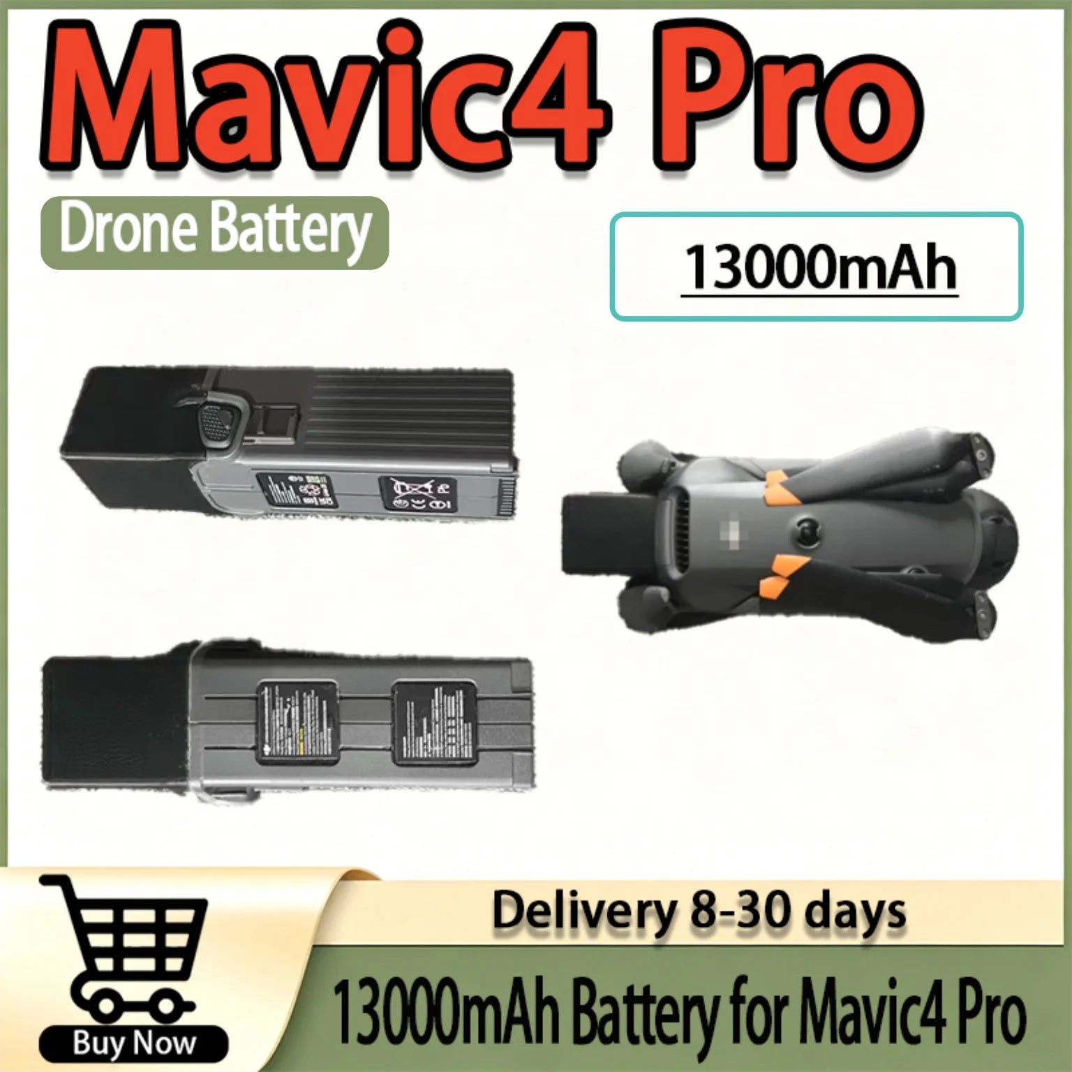 13000mAh High Capacity Upgrade Battery, Modified Extended Power Pack for DJI Mavic4 Pro Drone Enthusiast Replacement Parts