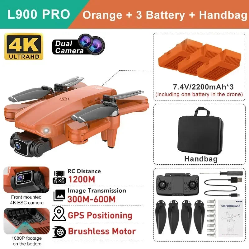 YUNX toys LYZRC L900 Pro GPS无人机，4K高清双摄像头，5G无线折叠四旋翼遥控飞行器图像