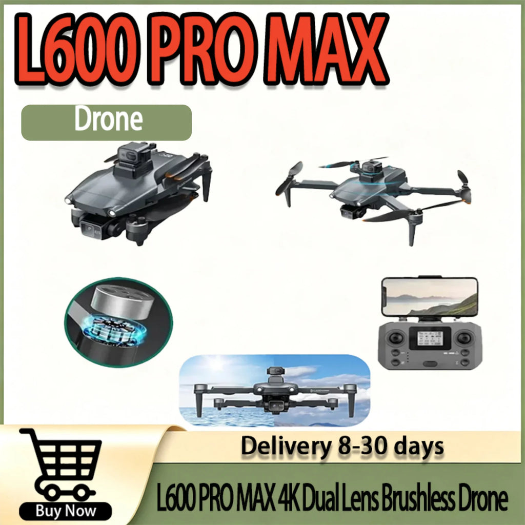 New L600 PRO MAX/PRO GPS Drone 5KM 4K Professional HD Dual Camera 3-Axis Gimbal 360° Obstacle Avoidance Brushless Quadcopter Toy