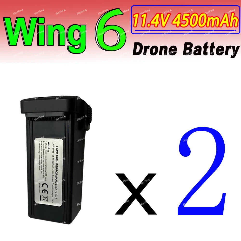 Original Wing 6 Drone Battery 11.4V 4500mAh Intelligent Lipo Battery For Wing6 Dron 45Mins Flight time Battery Accessories Parts