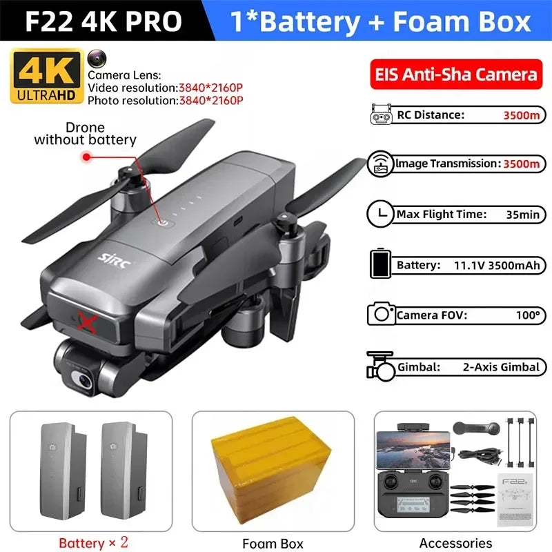 IN Stock SJRC F22 / F22S 4K Pro GPS Drone 4K Profesional RC Quadcopter With Camera 2 Axis Stabilized Gimbal 5G WiFi FPV Drones