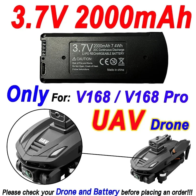 V168 Original Battery 7.4V 3000mAh for V168Pro Max Drone 3.7V 2000mAh Battery for V168Pro RC Quadcopter Essential Accessory