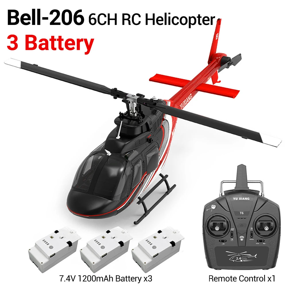 YU XIANG 2.4G 6CH Aileronless Bell-206 Helicopter Brushless Motor 6-Axis Gyro 120M Toys