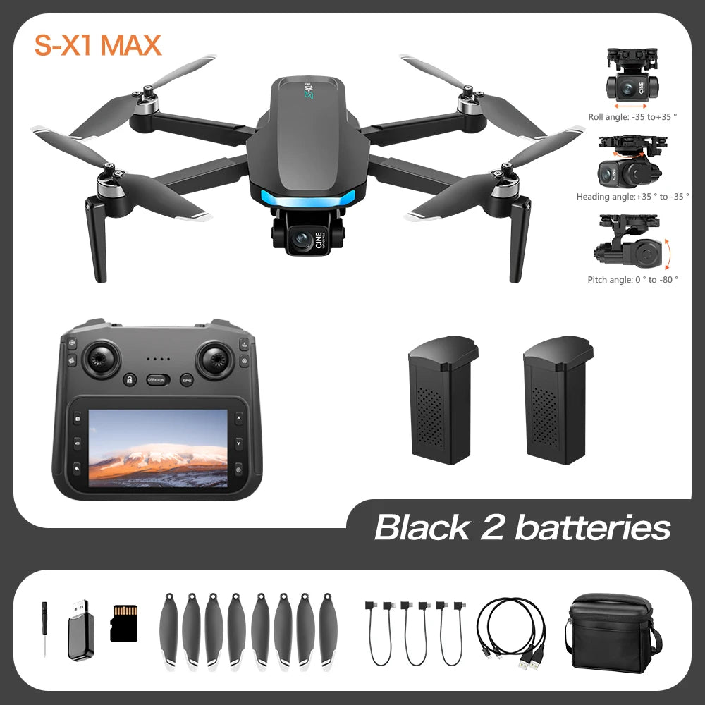 云X玩具S-X1 GPS专业无人机，配备8K高清摄像头、5G传输、3轴防抖云台和遥控器。