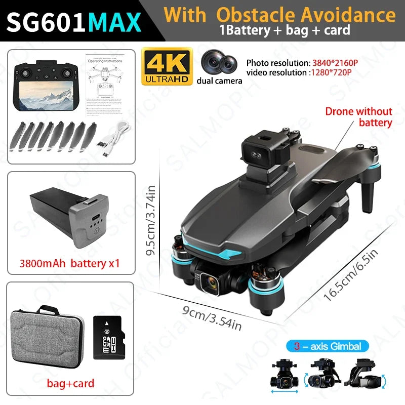 云迅玩具SG601 MAX专业GPS无人机，4K相机、3轴云台、2.4G遥控、障碍避让，适合航拍和娱乐。