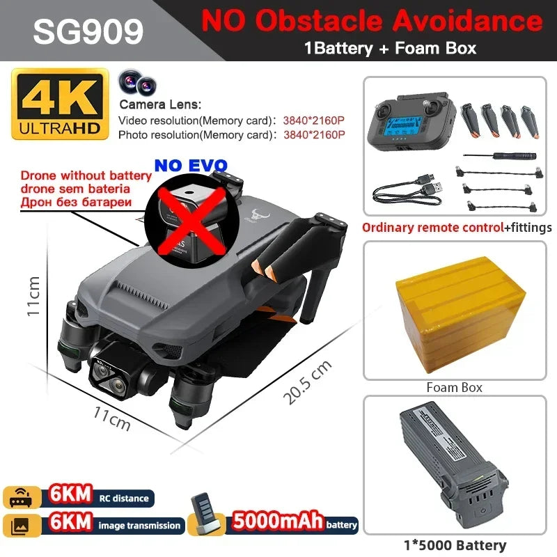 云迅玩具ZLL SG909专业无人机，配备4K摄像头、3轴云台和5G信号，适合航拍和FPV飞行
