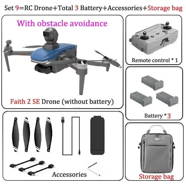 Faith 2 SE With 540° Obstacle Avoidance 3-Axis Gimbal Professional 4K Camera GPS 3KM FPV RC Drone Quadcopter VS SJRC F22 S3