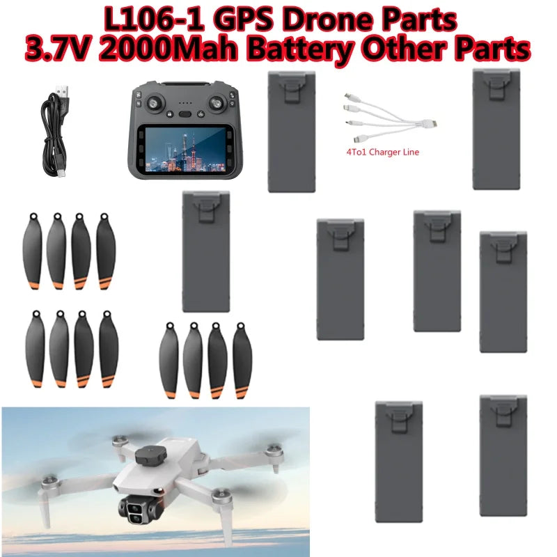 L106-1 Drone Battery 3.7V 2000Mah Battery Propeller For L106-1 GPS Screen Drone Spare PartsUSB L106-1 RC Drone Accessories Toy