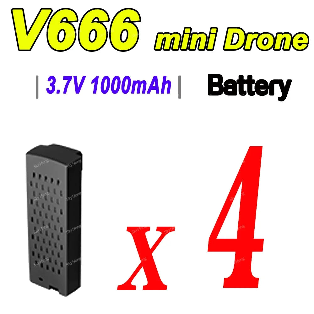YUNX toys V666 8K RC无人机3.7V 1000mAh锂聚合物备用飞行电池，替换零件配件。