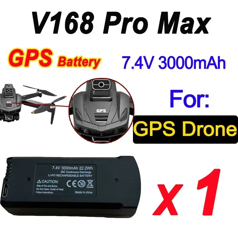 V168 Original Battery 7.4V 3000mAh for V168Pro Max Drone 3.7V 2000mAh Battery for V168Pro RC Quadcopter Essential Accessory