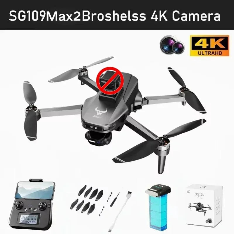 SG109 MAX2 8K HD dual camera GPS drone 3-axis gimbal 360 ° laser obstacle avoidance brushless quad-axis foldable aircraft